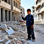Rebuilding a Syrian City**

"A partially destroyed city in Syria, with visible damage to buildings, but signs of reconstruction beginning: construction workers in appropriate attire, rebuilding homes; children, fully clothed, playing safely in a cleared area; modest clothing, family-friendly, clear sky, rubble being cleared, safe for work, appropriate content, perfect anatomy, correct proportions, natural pose, well-formed hands, proper finger count, natural body proportions, daytime, professional photography, high quality"

**